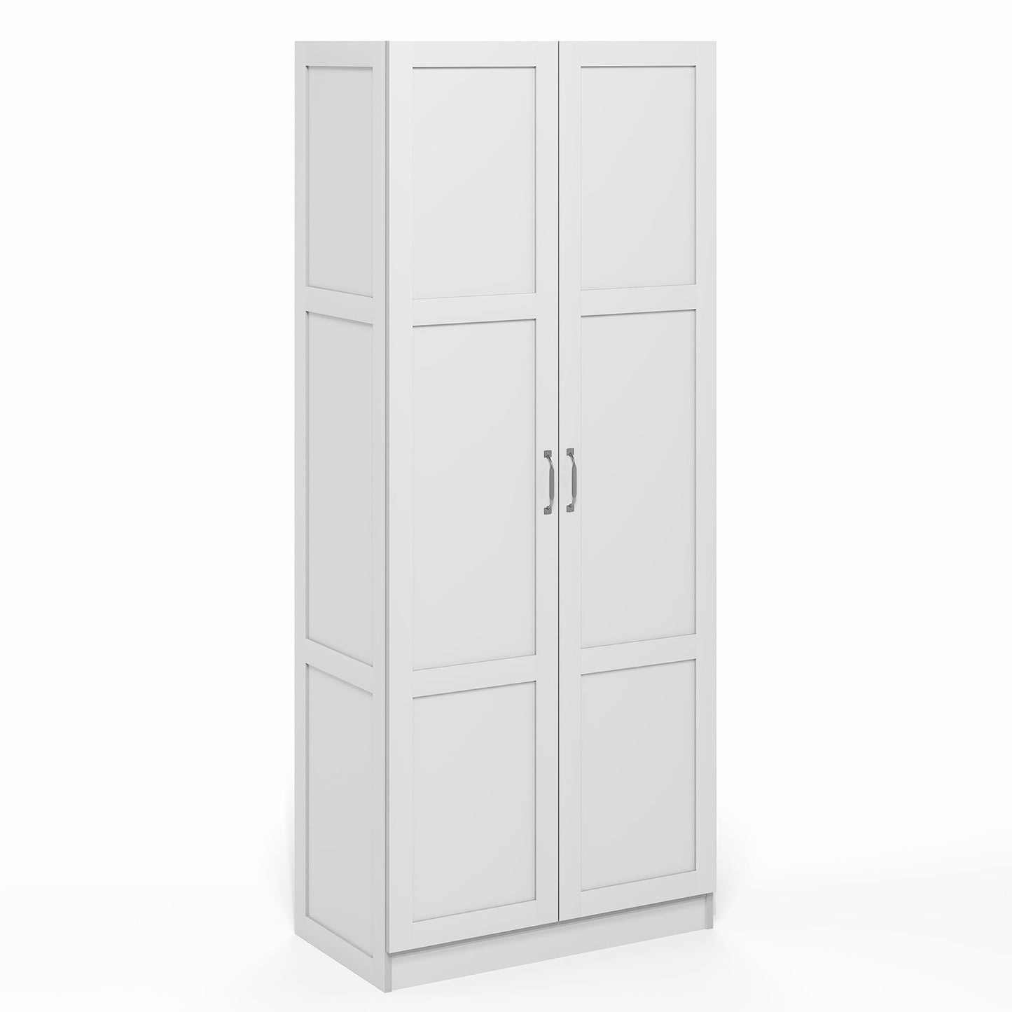 Furinno Robin 4-Tier White Storage Cabinet, 30-Inch Pantry Cabinet with Adjustable Shelves & 2 Shaker-Doors, Kitchen Cabinet, Organization and Storage, for Pantry, Home Office, Plain White