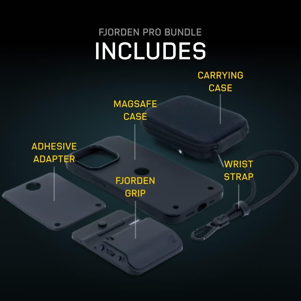 FJORDEN Pro Bundle for iPhone 16 Pro - Includes Camera Grip, (MagSafe Compatible) iPhone Case, Black Rope Strap & Carry Case - Shoot Like A Pro With Your iPhone