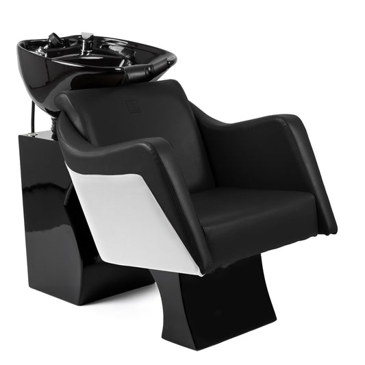 Eros Shampoo Bowl and Chair | Minerva Beauty (Black Chair with Black Bowl)