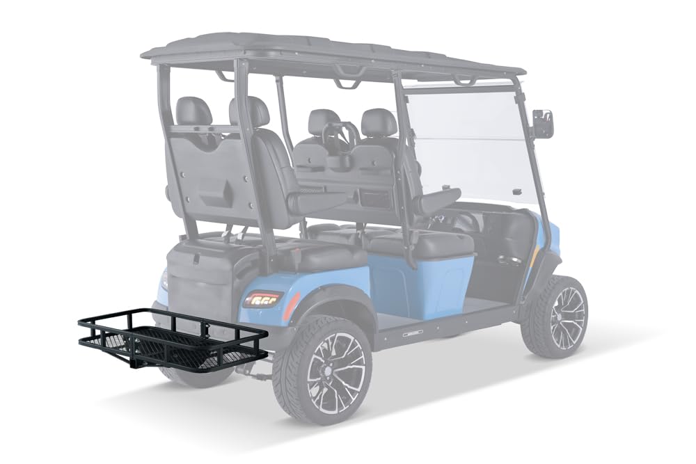 Universal Rear Cargo Carrier – Heavy-Duty Golf Cart Hitch Mount Rack, 2" Receiver – Black Steel Utility Basket by Dr. Gooliu