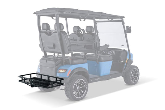 Universal Rear Cargo Carrier – Heavy-Duty Golf Cart Hitch Mount Rack, 2" Receiver – Black Steel Utility Basket by Dr. Gooliu