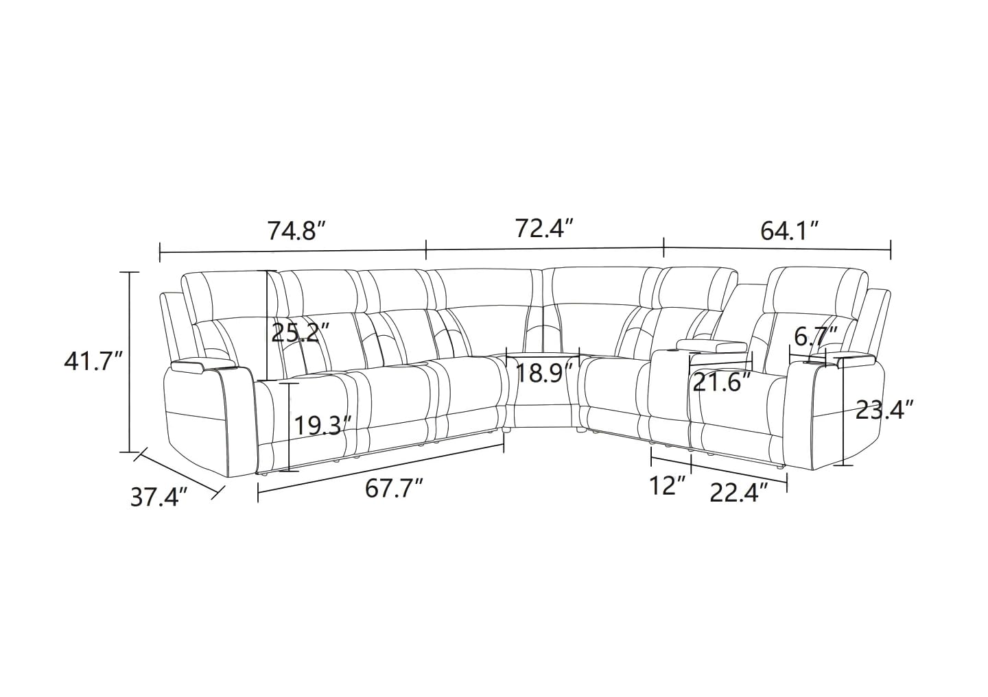 UOCFYK Reclining Sectional, Power Sectional Couch, Leather Sofa Set for Living Room, Comfy Home Theater Seating with USB 2.0 Charging Ports, LED Light Strips, Fold-Down Table & Cupholders (Beige)