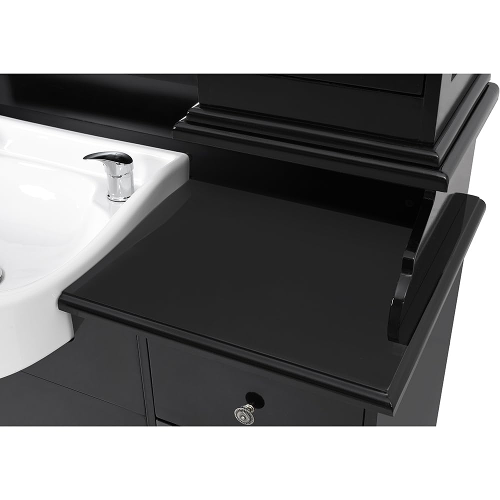 DIR Barber Station with Sink Beauty Styling Station and Sink Combination MOHEGAN, Black
