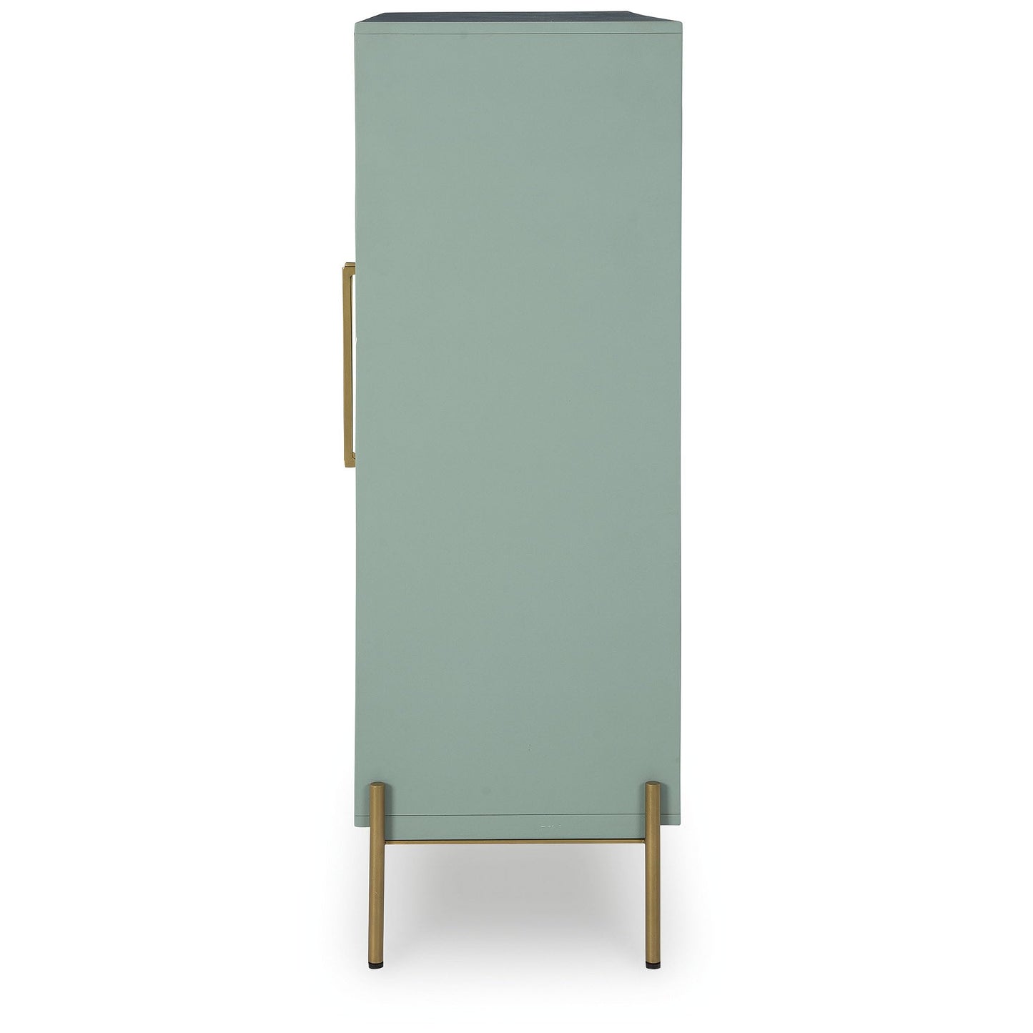 Signature Design by Ashley Adwen Arched Accent Cabinet, Modern Storage Cabinet with 2 Fluted Glass Doors, Engineered Wood & Metal Construction for Living Room Display, Light Green & Gold, 40" W