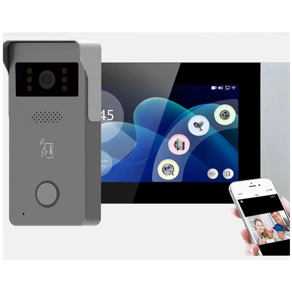 MENGQI-CONTROL LCD Video Door Intercom Access Control System Electric Strike Push Rod Lock for Panic Bar& Power Unit Full Kits Cards Phone App Remote Open