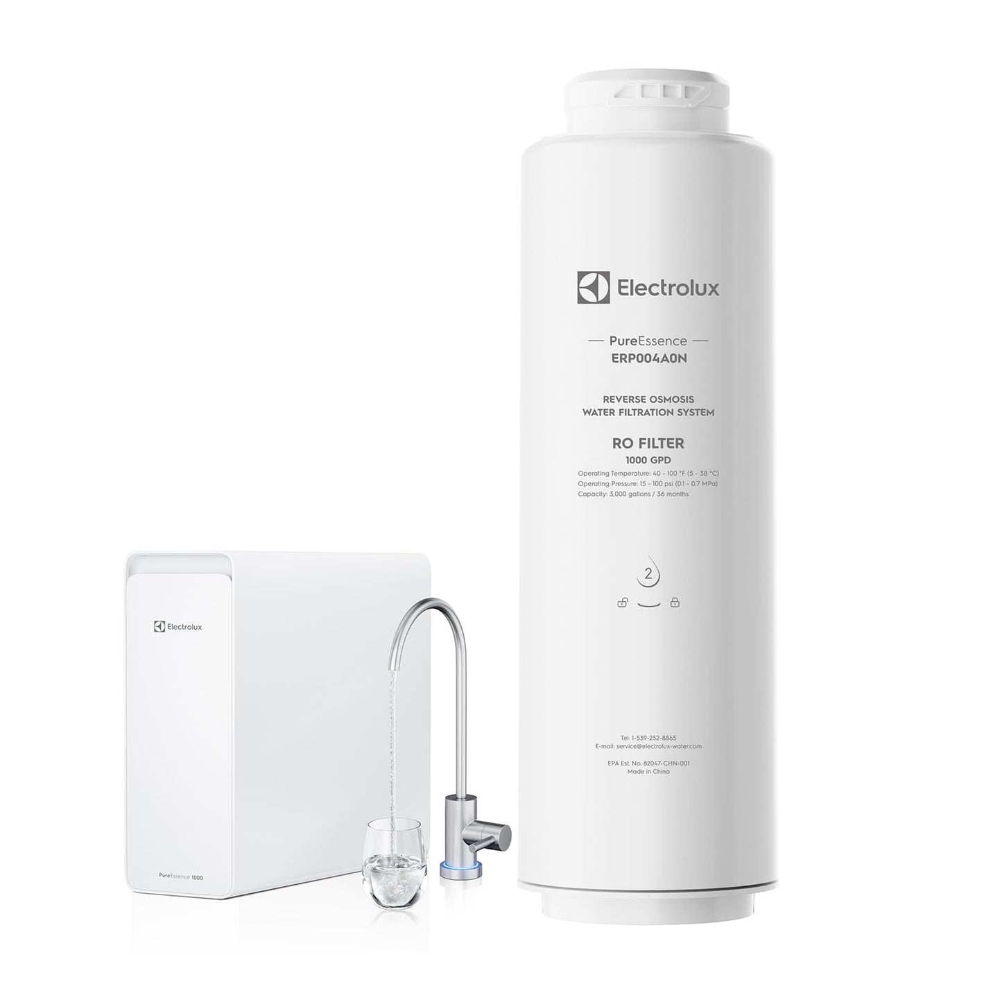 Electrolux PureEssence Series 1000GPD RO Replacement Filter – 0.0001μm Reverse Osmosis Water Filter for Under-Sink Tankless System, Quick-Change Twist-Lock, High-Flow, Up to 36 Months