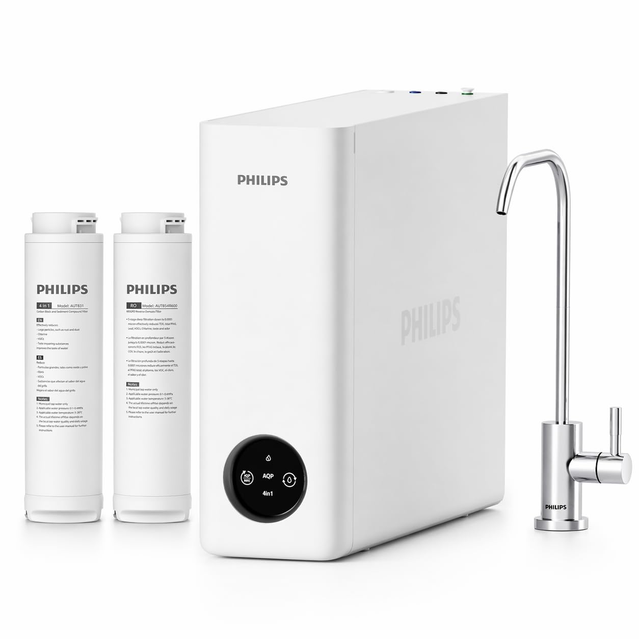 Philips 600 GPD Reverse Osmosis Water Filter System, Low Filter Cost RO System, 2.3:1 Pure to Drain Under Sink Water Filter, Tankless RO Water Filtration, Reduces TDS, NSF/ANSI 372 Certified, AUT9360