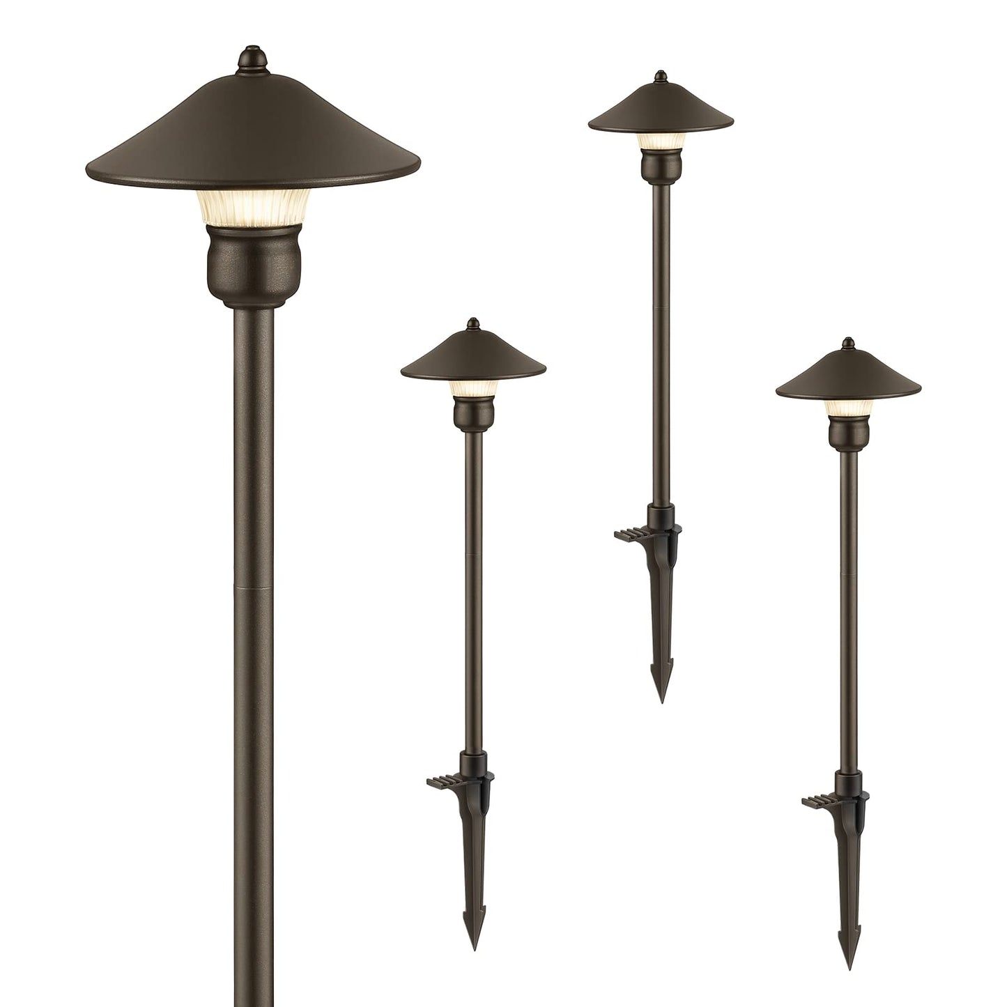 EDISHINE Low Voltage Landscape Lighting, 3W 150 LM, 3000K, Aluminum, Black, Model HGSL06A, Waterproof, Outdoor Pathway Lights