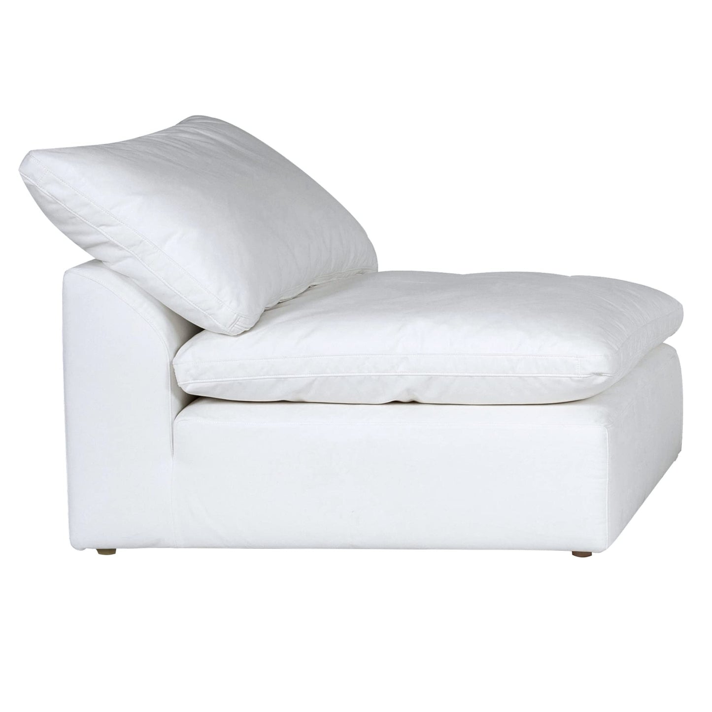 Sunset Trading Contemporary Puff Collection Slipcover Only for 44" Square Modular Couch Armless Chair, Performance Fabric Washable Water-Resistant Stain-Proof, Oversized Sofa Sectional Cover, White
