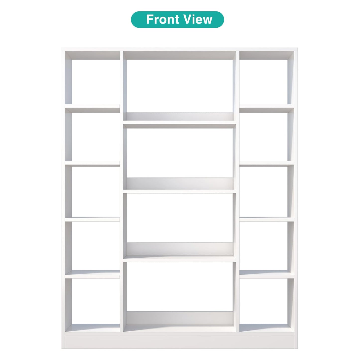 OSCHF Cube Storage Bookcase with Base - Large Wooden Bookshelf with 10 Open Cubes and 4 Shelves for Home and Office, Freestanding Organizer, White