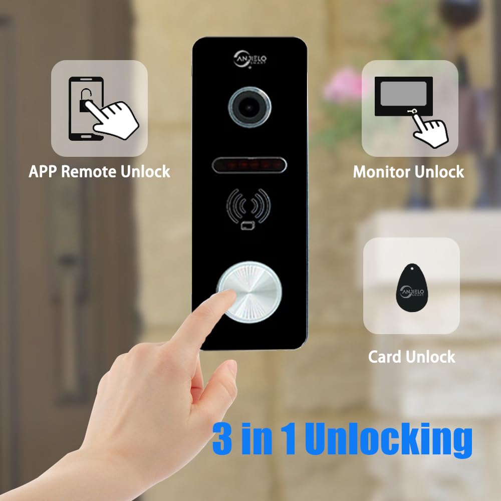 Wired Video Doorbell Intercom System 1080P HD Camera 7 inch Monitor Entry Doorphone Door Camera TUYA WiFi Smart Home Door Phone Kits for Apartment Home Villa (2 Doorbell + 2 Monitor)