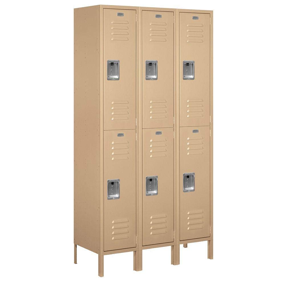Salsbury Industries 52365TN-U Double Tier 45-Inch Wide 6-Feet High 15-Inch Deep Unassembled Extra Wide Standard Metal Locker, Tan Brown