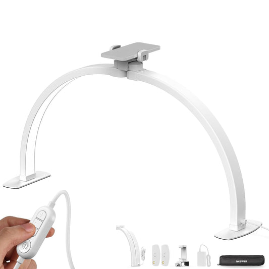 NEEWER 29in Half Moon Nail Light, 36W Foldable Arc Lamp with Phone Holder, Model HM02-D, White