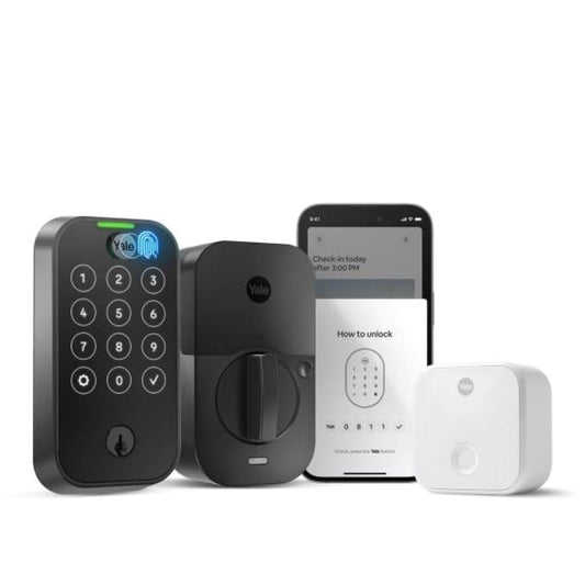 Yale Assure Lock 2 Touch Deadbolt, Black Suede Keyed Smart Entry Door Lock with Wi-Fi Connected Touchscreen Keypad and Fingerprint Scanner for Vacation Rental Hosts, YRD420-F-CB1-BSP