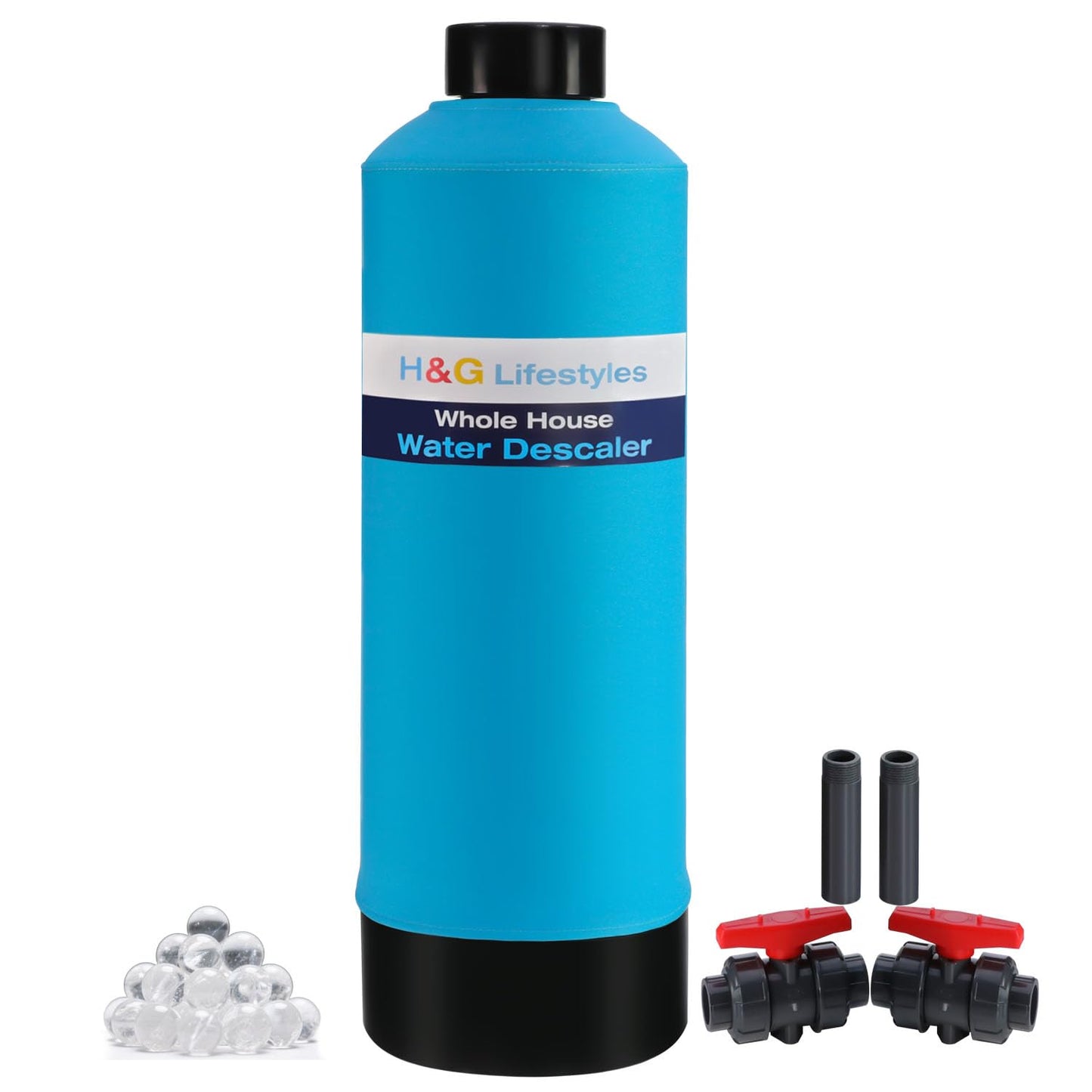 H&G Lifestyles Whole House Water Descaler Saltless, NSF Certified Salt Free Water Softener Systems for Well Water & City Water, Anti Scale Buildup,Scale Inhibitor Filter,Silver-Enhanced, 700,000 Gl