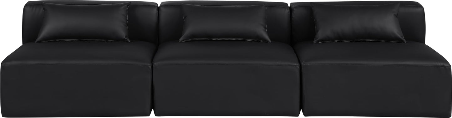 Meridian Furniture 668Black-S108A Cube Collection Modern | Contemporary Modular Sofa with Soft Black Vegan Leather, Modular to Create Infinite Configurations, 108" W x 36" D x 26" H, Black