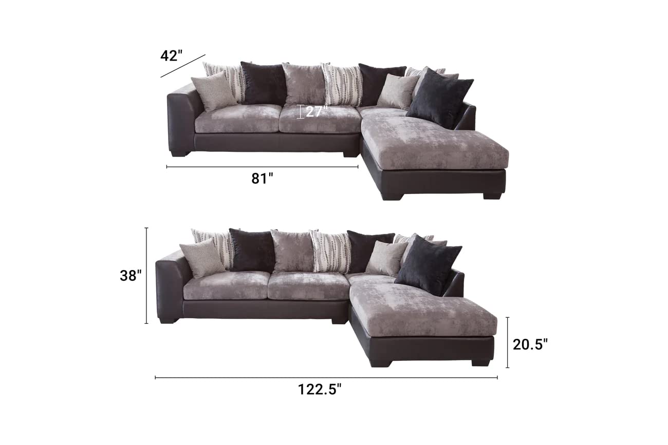 American Furniture Classics Casual Comfort Charcoal & Black L Shaped Sectional