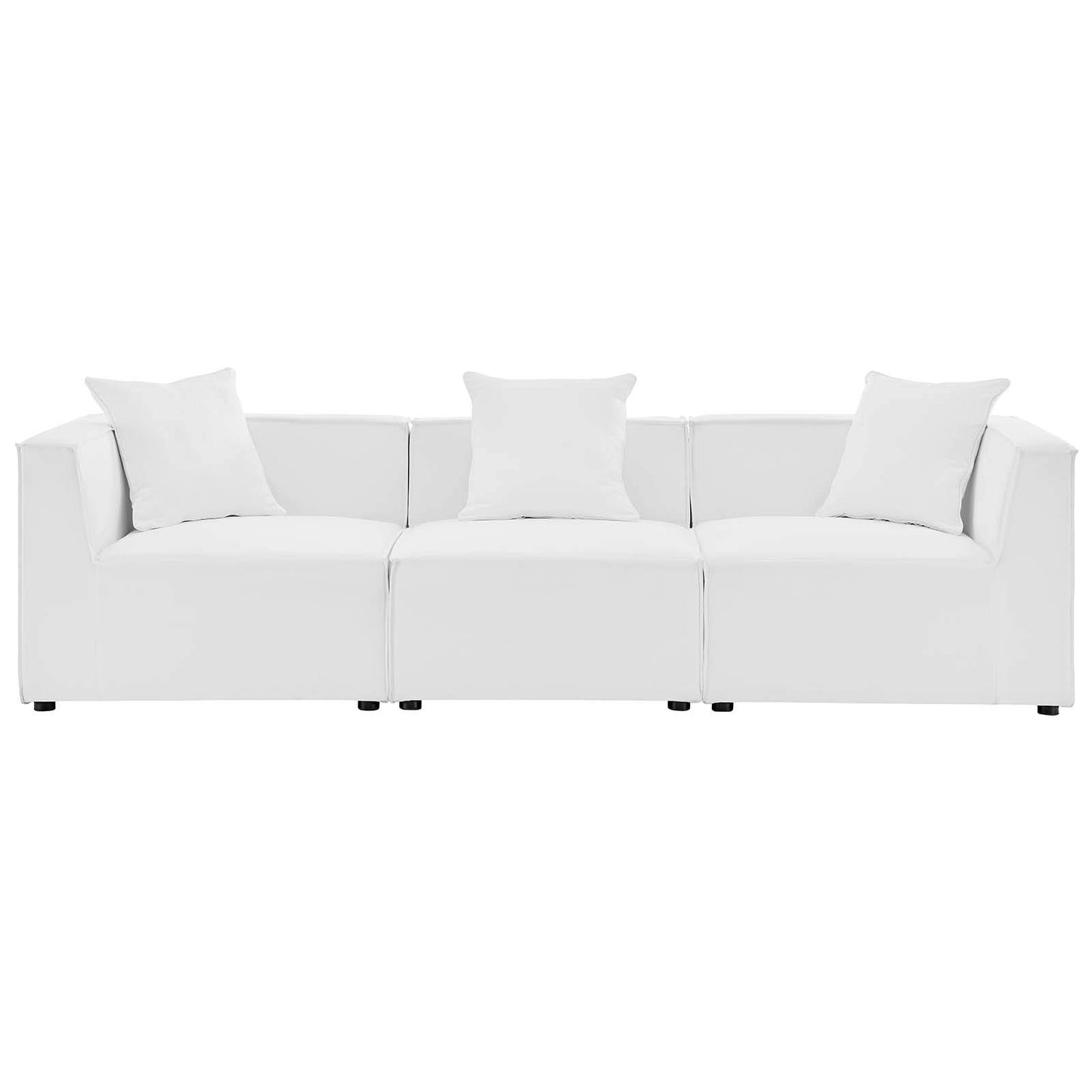 Modway EEI-4379-WHI Saybrook Patio Upholstered 3-Piece Sectional Sofa in White