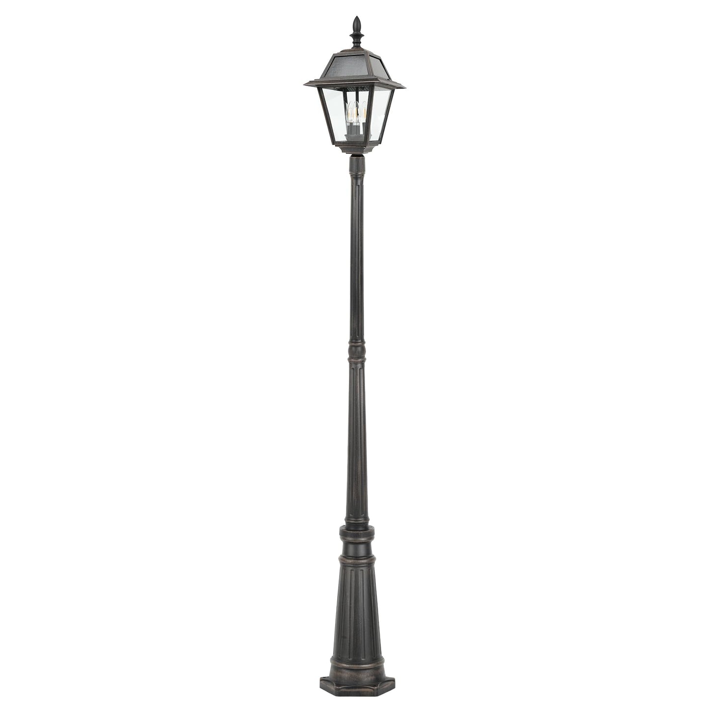 LUTEC Outdoor Solar Lamp Post Light, 300LM Waterproof, Aluminum, Brown, Dusk to Dawn for Garden, Patio, Yard