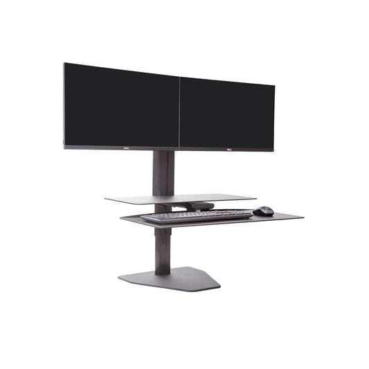 Perfect POSTURE Sit2Stand Standing Desk Converter with Dual Monitor Mount – 18” Height Adjustable Sit-Stand Workstation – Black