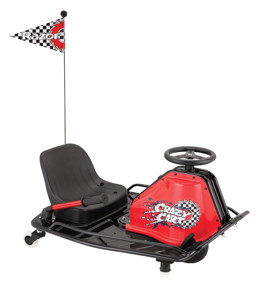 Razor Crazy Cart Sport - 24V Electric Drifting Go Kart, Variable Speed, Up to 12 mph, Up To 40 Minutes of Continuous Use, Drift Bar for Controlled Drifts, Ages 9+