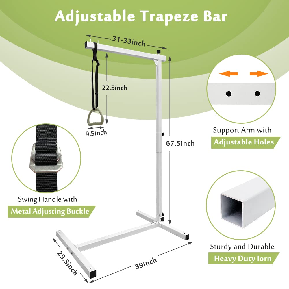 Mybow Trapeze Bar for Bed Mobility Aids, Bedside Pull Up Bar, Bed Lift for Elderly Seniors Transfer Rail, Medical Trapeze for Hospital Bed Standing Helper, Handicap Bariatric Bed Handle