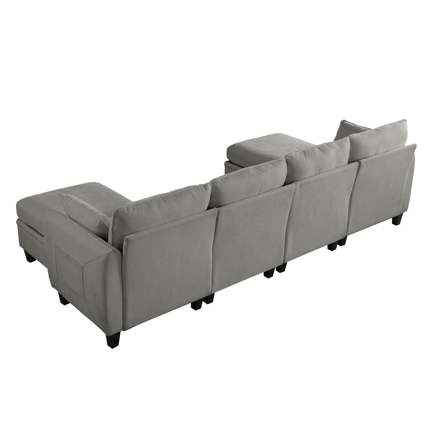 109" Modular Sectional Sofa, U-Shaped Cloud Couch with 2 Storage Ottoman, 6-Seat Chenille Deep Seat Sofa for Living Room, Apartment, Office, Dark Grey