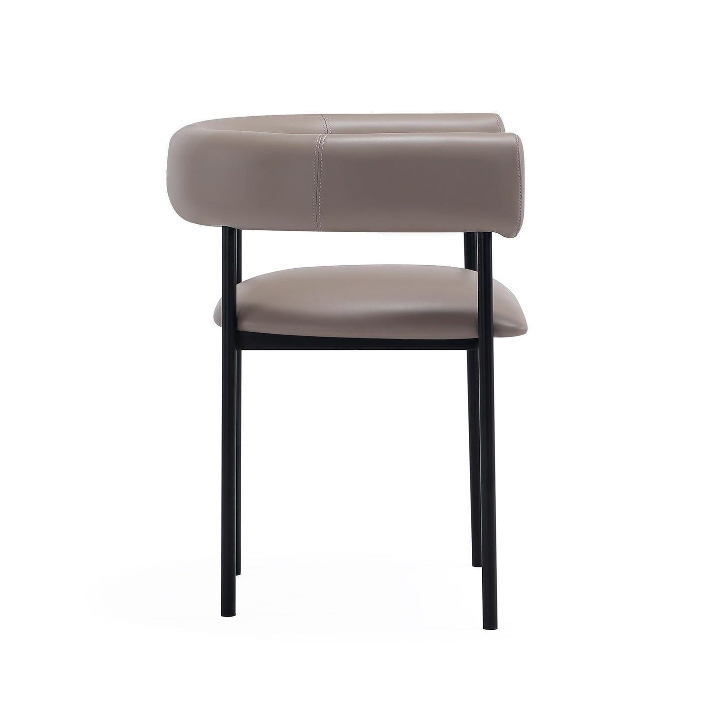 Manhattan Comfort Onda Dining Chair Upholstered in Vegan Leather, Metal Frame with Wraparound Backrest, Modern Seating for Kitchen Counter and Table, Taupe