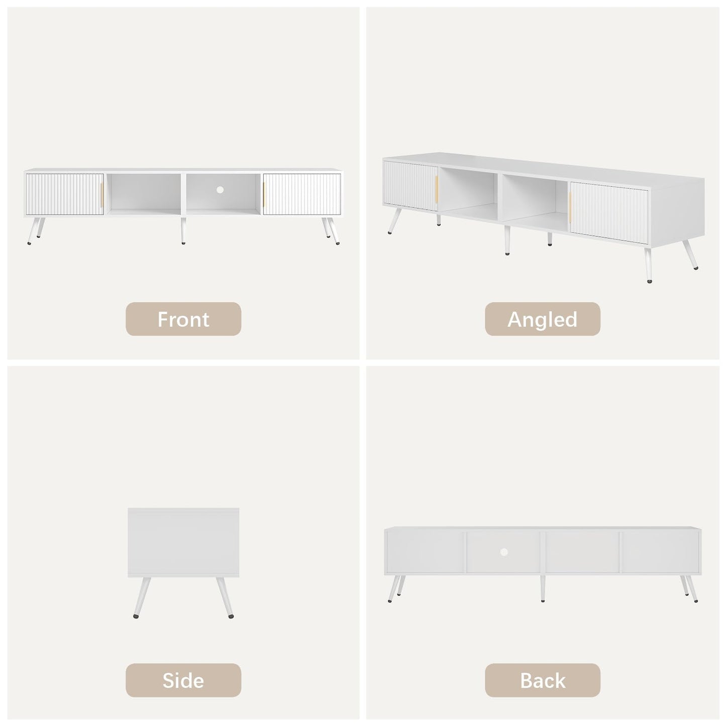 HedoAjim Fluted TV Stand for 55 65 70 75 78 inch TV, Modern Chic Entertainment Center for TVs, Entertainment Center with Storage, Television Stands, TV Media Console for Bedroom, Living Room (White)
