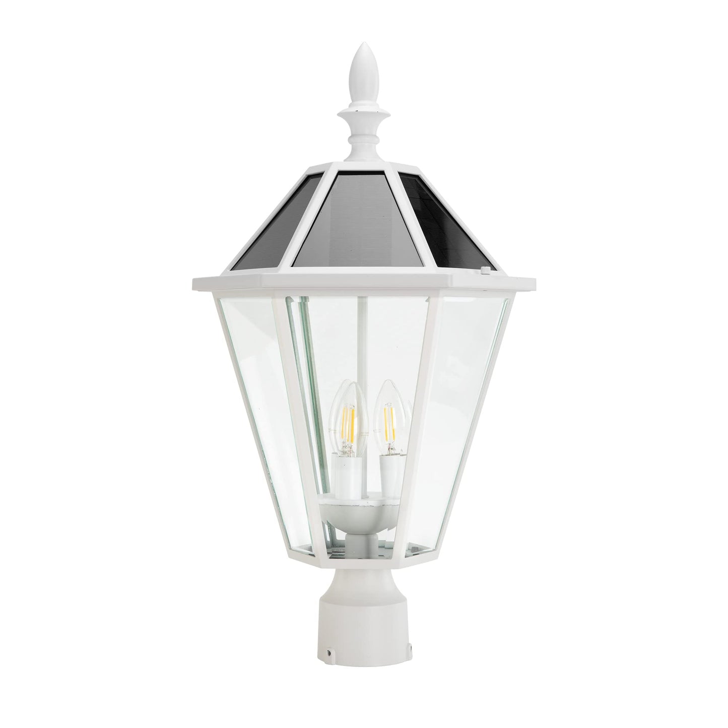 LUTEC LED Post Solar Light Outdoor, Vintage Design, 300LM, 2700K, Aluminum, Single Head, White, Model 6951302053