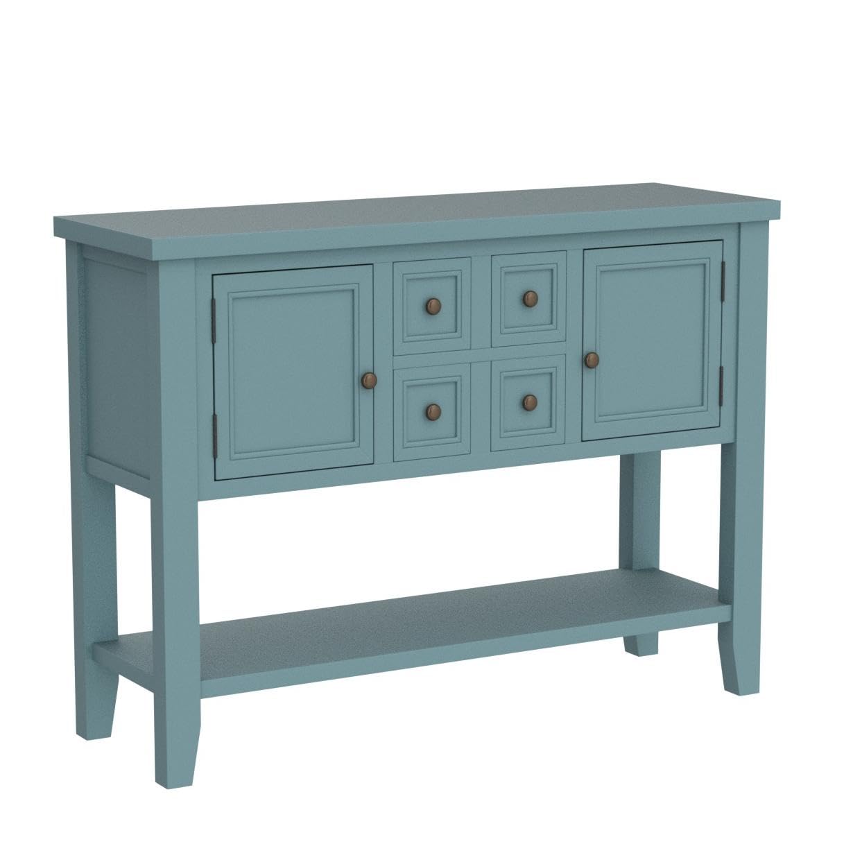 Merax Wood Farmhouse Buffet Table with Storage Shelf, 2 Drawers and Cabinets Buffet Coffee Bar Cabinet for Living Room Dinning Room Kitchen (Dark Blue)
