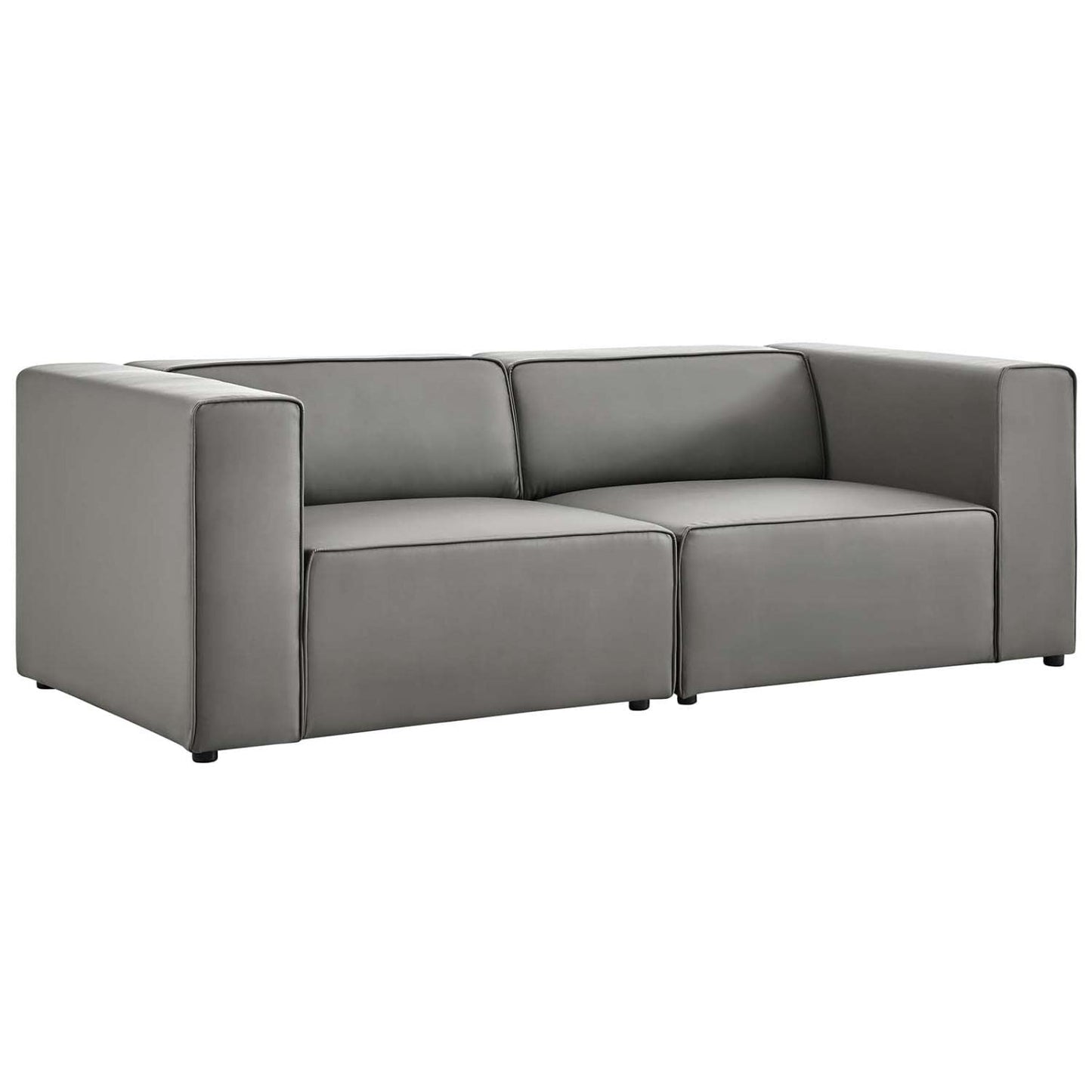 Modway Mingle Vegan Leather 2-Piece Sectional Loveseat in Gray