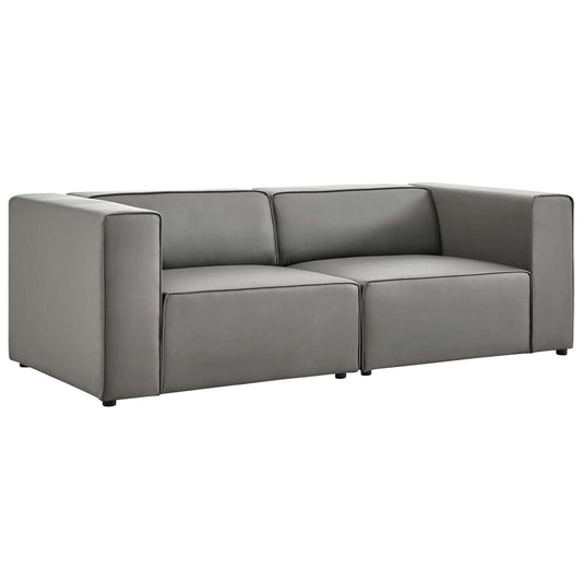 Modway Mingle Vegan Leather 2-Piece Sectional Loveseat in Gray