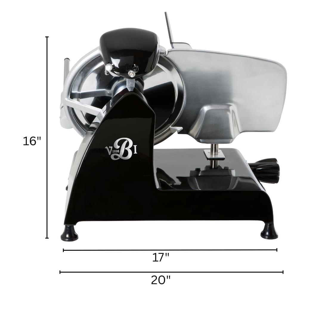 VBI Milano 1898 Red Line 250 Electric Food Slicer | 10" Blade | Perfect Cuts & Reduced Waste | Built-In Sharpener | Premium Kitchen Appliance | Italian Heritage Since 1898 (Black)