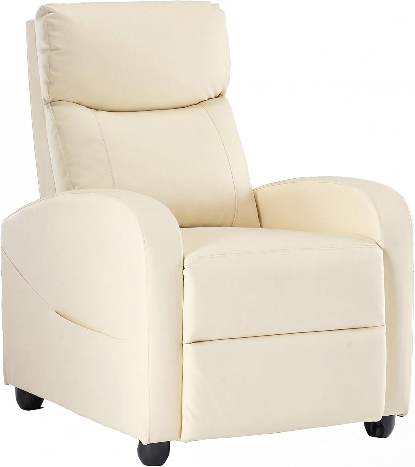 Simple Deluxe Recliner Chair - Adjustable Push Back PU Leather Recliner, Plush Reading Chair & Luxe Sofa Chair for Living Room Chairs or Bedroom Chair, Single Recliner for Home Theater, Beige