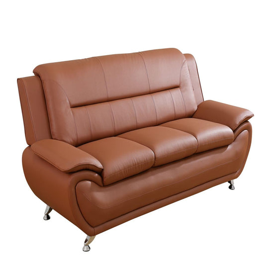 UOCFYK Lounge Comfy Faux Leather Sofa Modern Couch for Small Living Room/Dorm/Bedroom/Office/Apartment for Small Spaces, (Orange, Three-Person Seat)