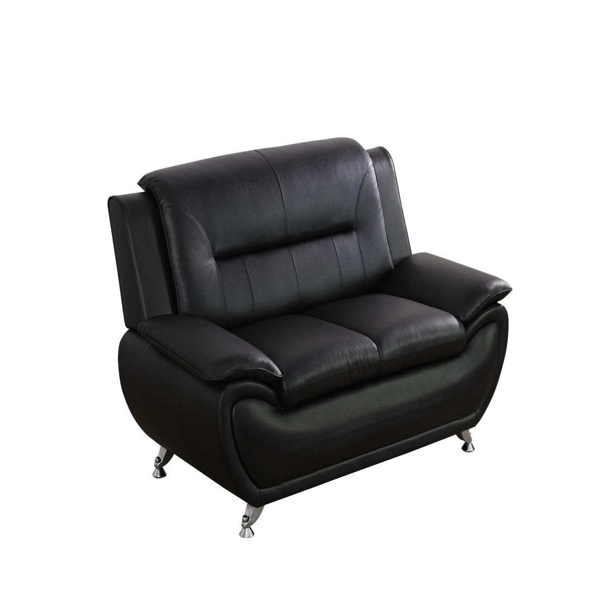 UOCFYK Lounge Comfy Faux Leather Sofa Modern Loveseat Couch for Small Living Room/Dorm/Bedroom/Office/Apartment for Small Spaces, (Black-2, Two-Person Seat)
