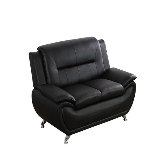 UOCFYK Lounge Comfy Faux Leather Sofa Modern Loveseat Couch for Small Living Room/Dorm/Bedroom/Office/Apartment for Small Spaces, (Black-2, Two-Person Seat)