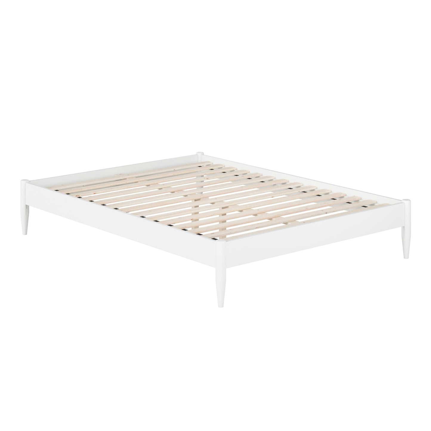 AFI, Pasadena 14" Queen Wood Mid Century Modern Low Profile Platform Bed, White