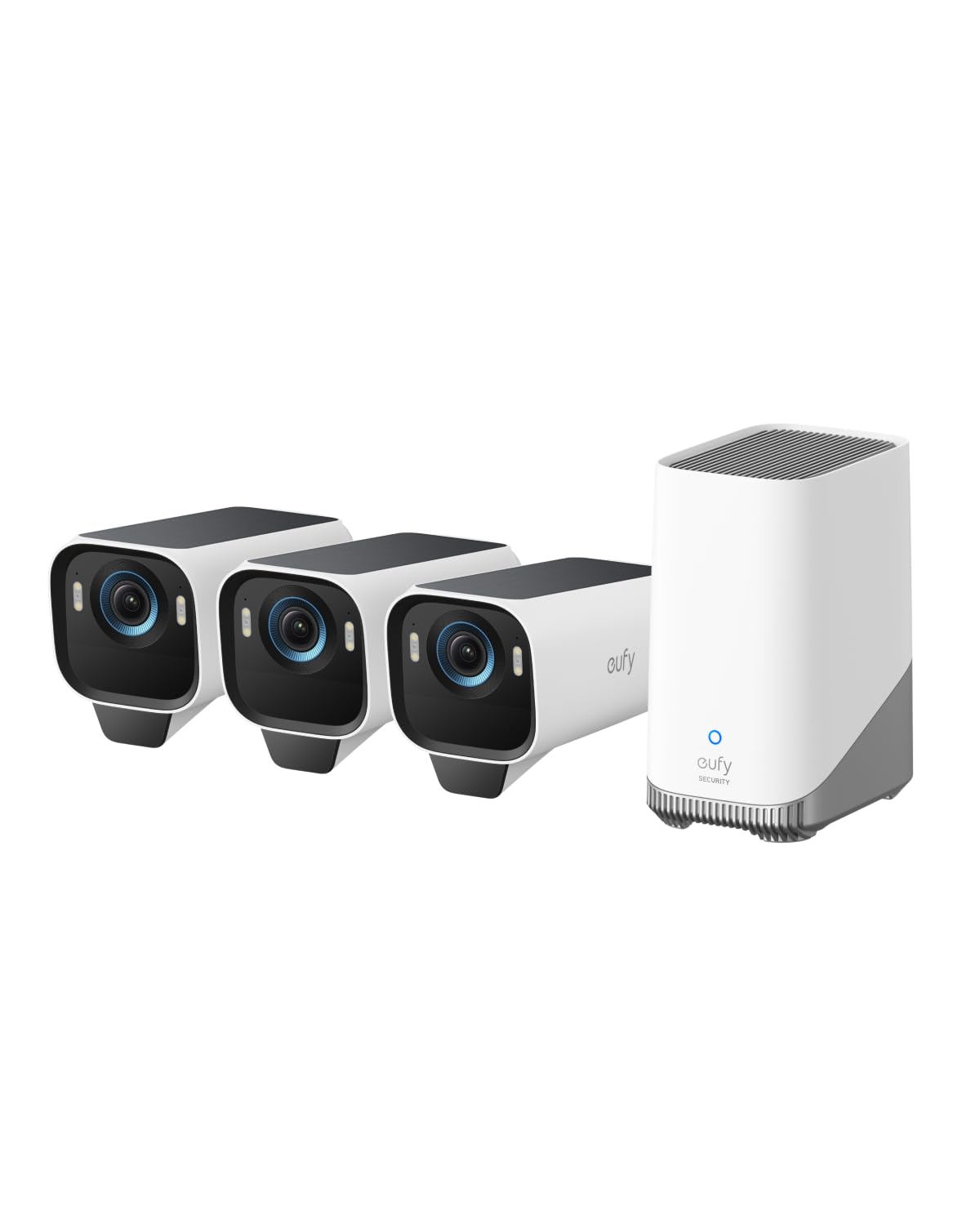 eufy Security eufyCam S3 Pro 3-Cam Kit, Solar Camera Outdoor Wireless, MaxColor Night Vision, 4K Security Camera with Solar Panel, Face Recognition, No Monthly Fee, Built-in Local Storage (Up to 16TB)