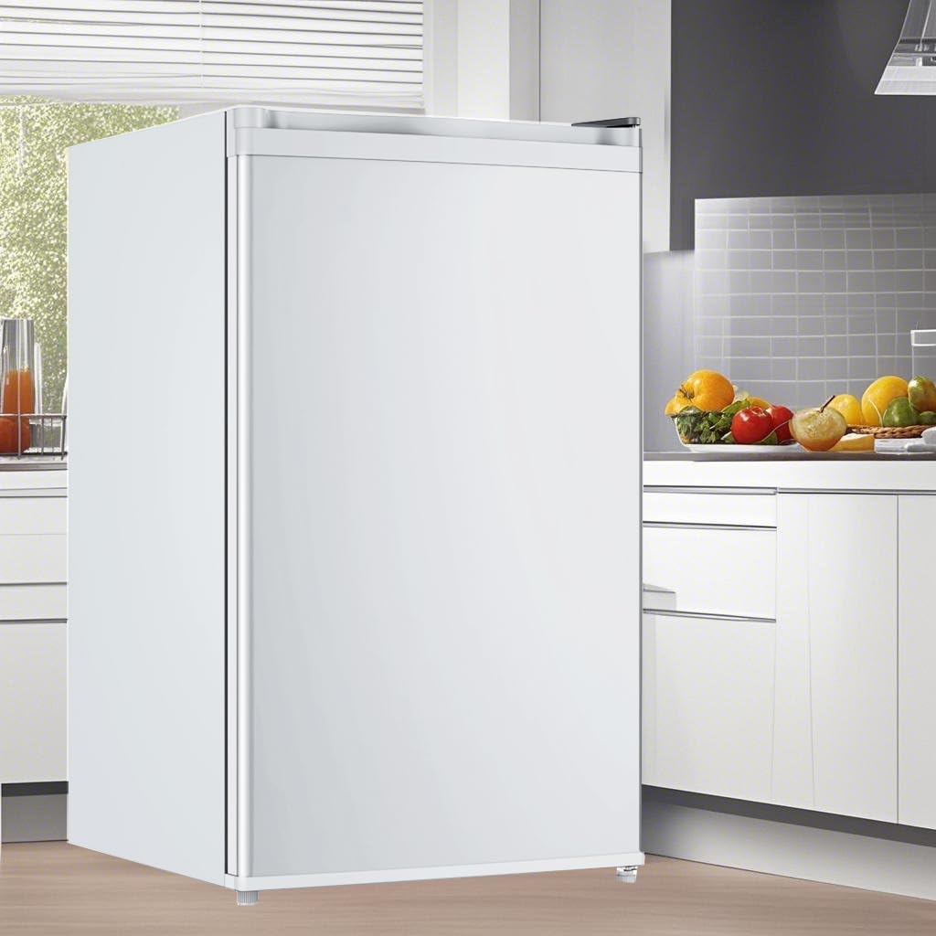 MilleLoom 4.3 Cu.ft Mini Fridge with Freezer, Compact Refrigerator Single Door for Bedroom Office Dorm RV, Adjustable Thermostat, Removable Glass Shelves & Crisper Drawer