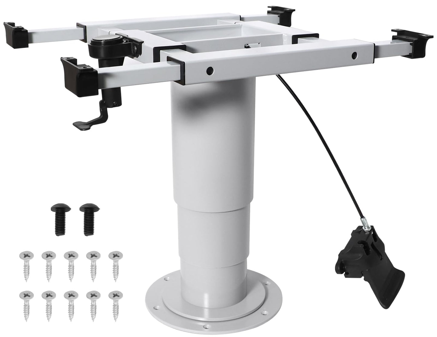 HWHongRV Adjustable RV Table Pedestal Stand Leg with Gas Lift, Pneumatic Table Leg Base Mount Can Be Adjusted up and Down, Front and Back, Left and Right, Table Bogie for RV Marine Boat Marine Yacht