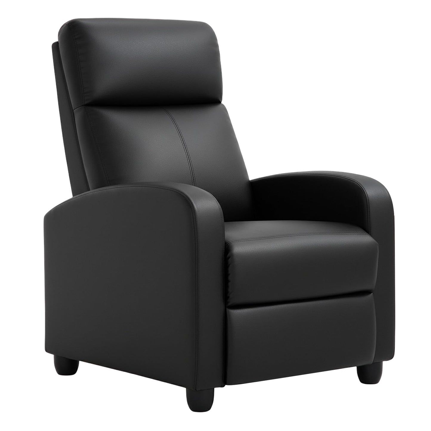 PayLessHere Recliner Chair Single Reclining Sofa Home Theater Seating with Lumbar Support and Padded Backrest for Living Room and Bedroom (Leather, Black)