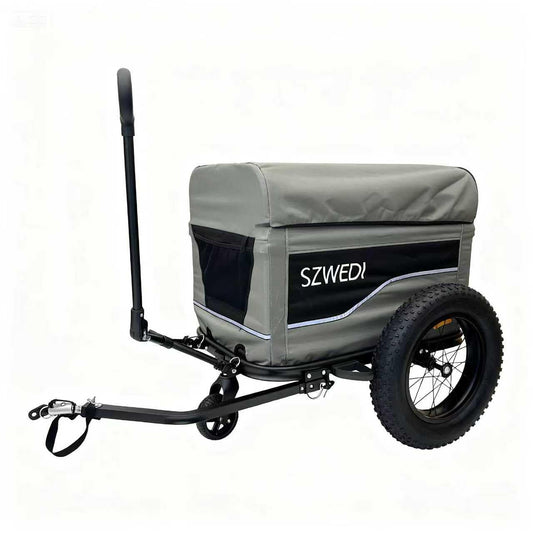 SZWEDI Bike Cargo Trailer&Hand Wagon,100 lbs Load Capacity, Heavy-Duty Bicycle Wagon Cart, Foldable Compact Storage & Quick Release with Universal Hitch, 16" Wheels