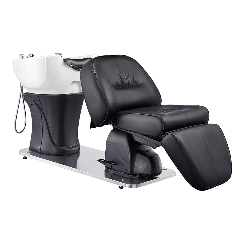 DIR Fully Reclined Shampoo Backwash Station, Full Electrical Adjusted Unit, MAXIMUS, Black