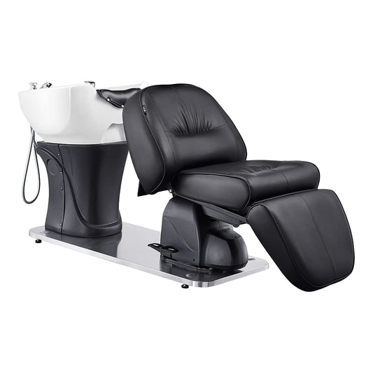 DIR Fully Reclined Shampoo Backwash Station, Full Electrical Adjusted Unit, MAXIMUS, Black