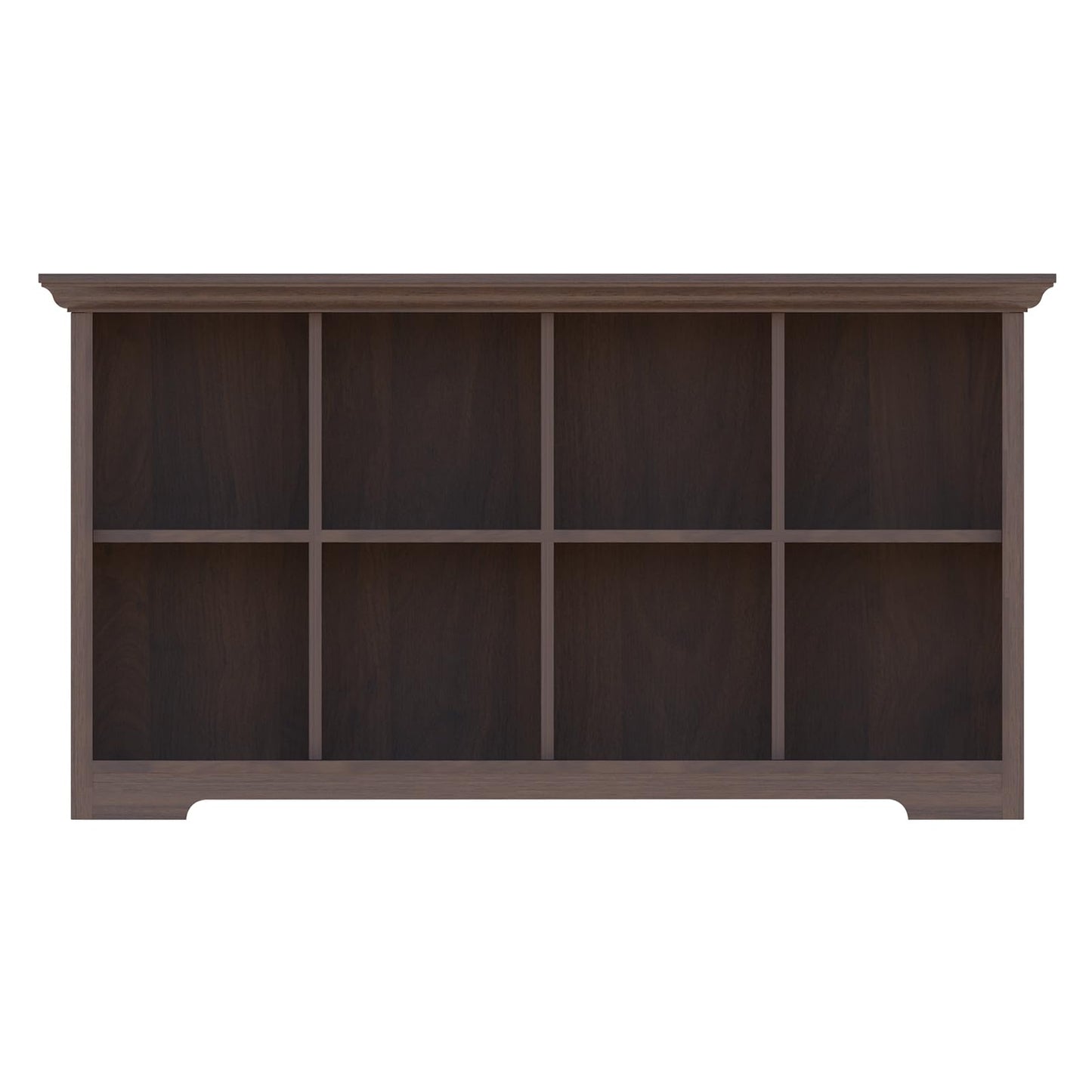 OSCHF Cube Shelf Bookcase with Base - Wooden 2 Tiers Floor Standing Low Storage Cabinet for Home and Office, 8-Cube Lattice Bookshelf, Walnut
