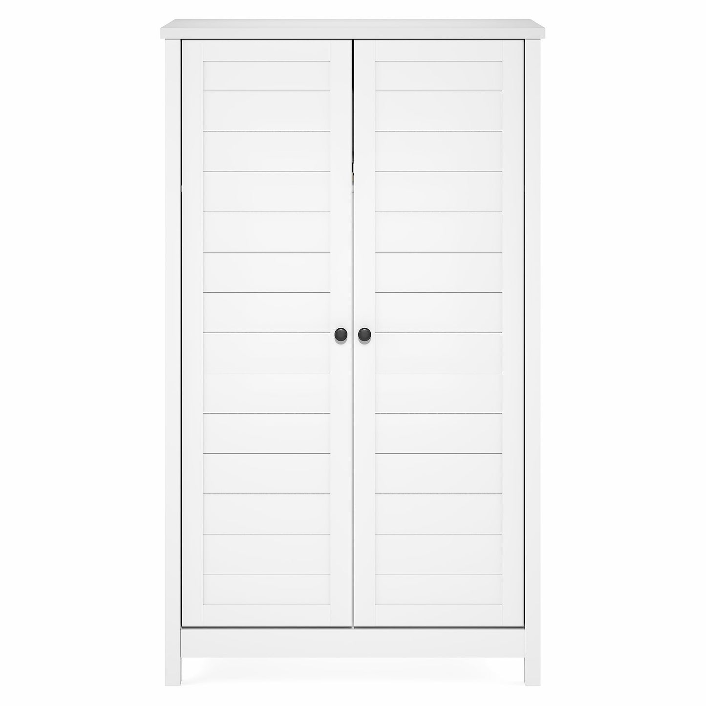 Furinno Robin Storage Cabinet, 4-Tier Pantry Cabinet with Adjustable Shelves, 35W with Louvered Doors, Kitchen Cabinet, Organization and Storage, for Pantry, Living Room, Home Office, White