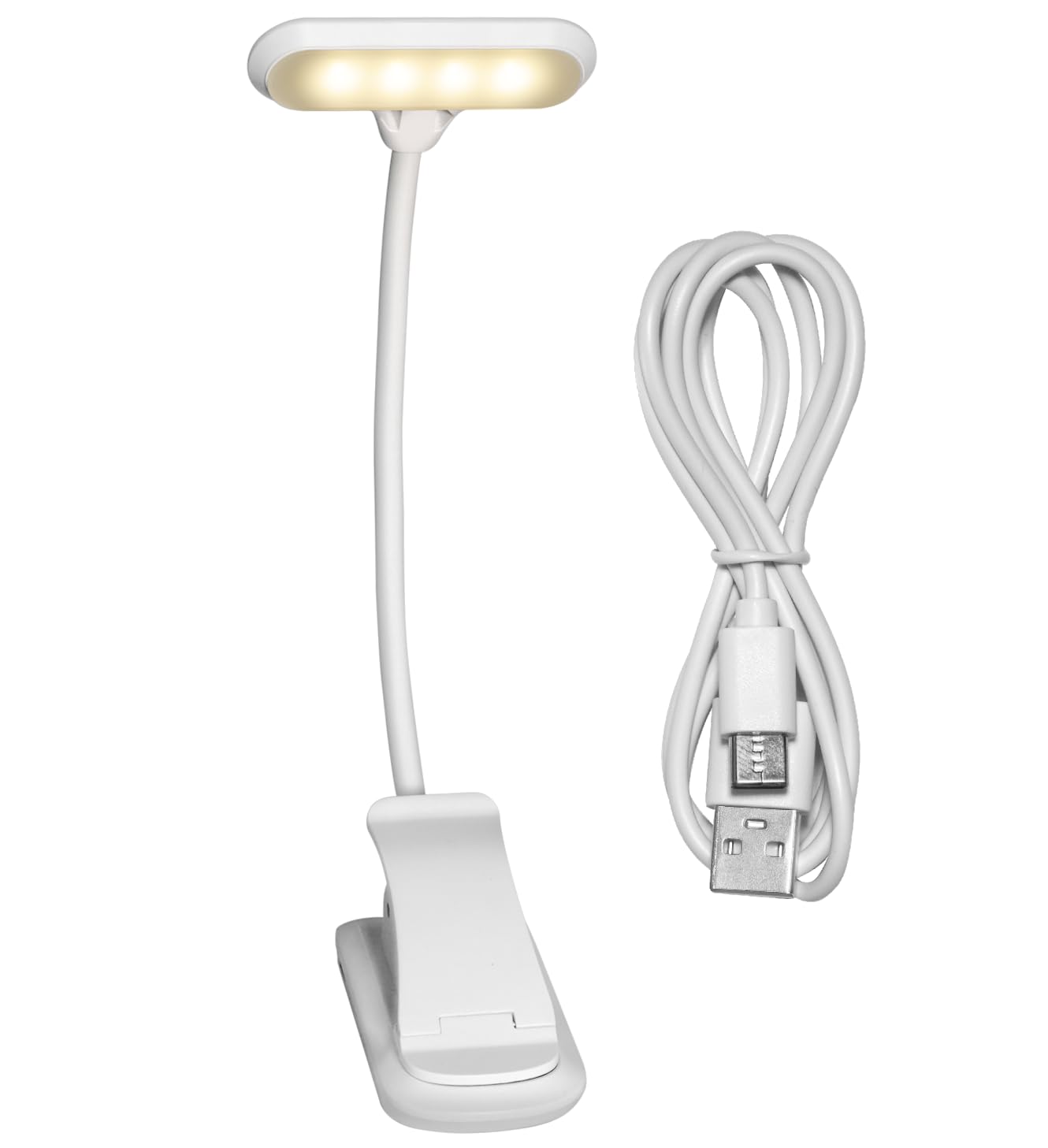 VViViD LEDLit Book Light - Rechargeable, Stepless Dimmable, Flexible Clip, White, Flex Lamp