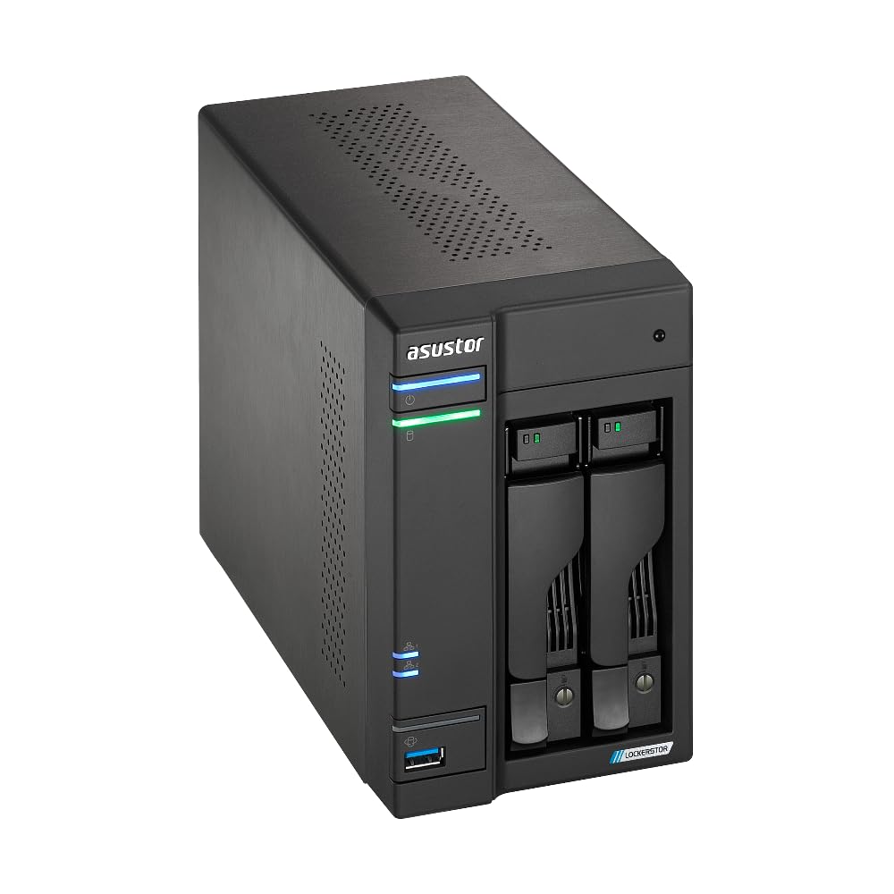 Asustor / DiscTech 24TB NAS Bundle: Lockerstor 2 Gen2 AS6702T NAS Server with 2x8TB SATA HDD and 4x2TB NVMe M.2 SSDs, 8GB RAM, Dual 2.5GbE LAN Ports